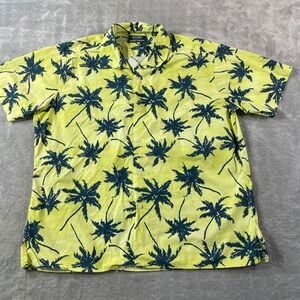 Gitman Bros Opening Ceremony Shirt Mens XL Yellow Palm Tree Hawaiian Coastal‎